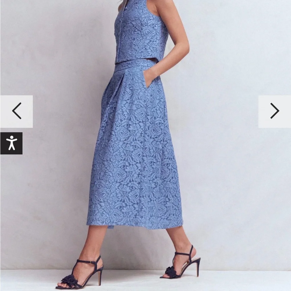 Boden Cornflower Blue Verity Lace Skirt- 6
